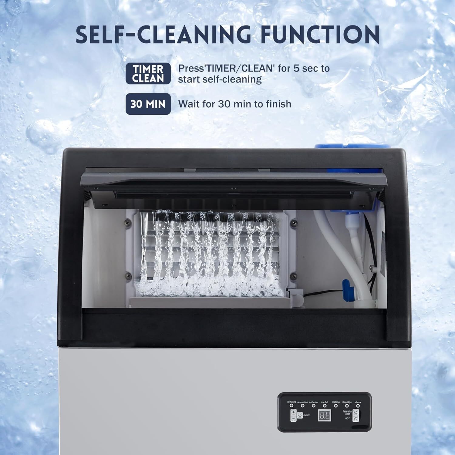 120lb Commercial Ice Maker Stainless Steel Bar Restaurant Outdoor Cube Machine ﻿