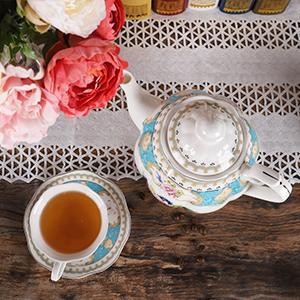 15 Pieces European Retro Rose Tea Set,English Flora Tea Set for Adults,Porcelain