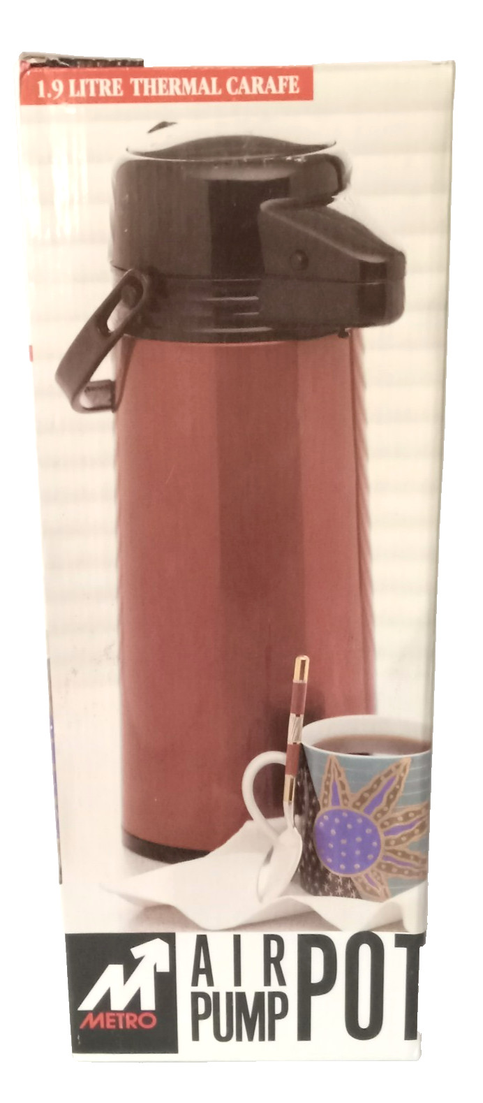 METRO 1.9 L Thermal Carafe Air Pump Coffee Pot Isolante Red New Open Box