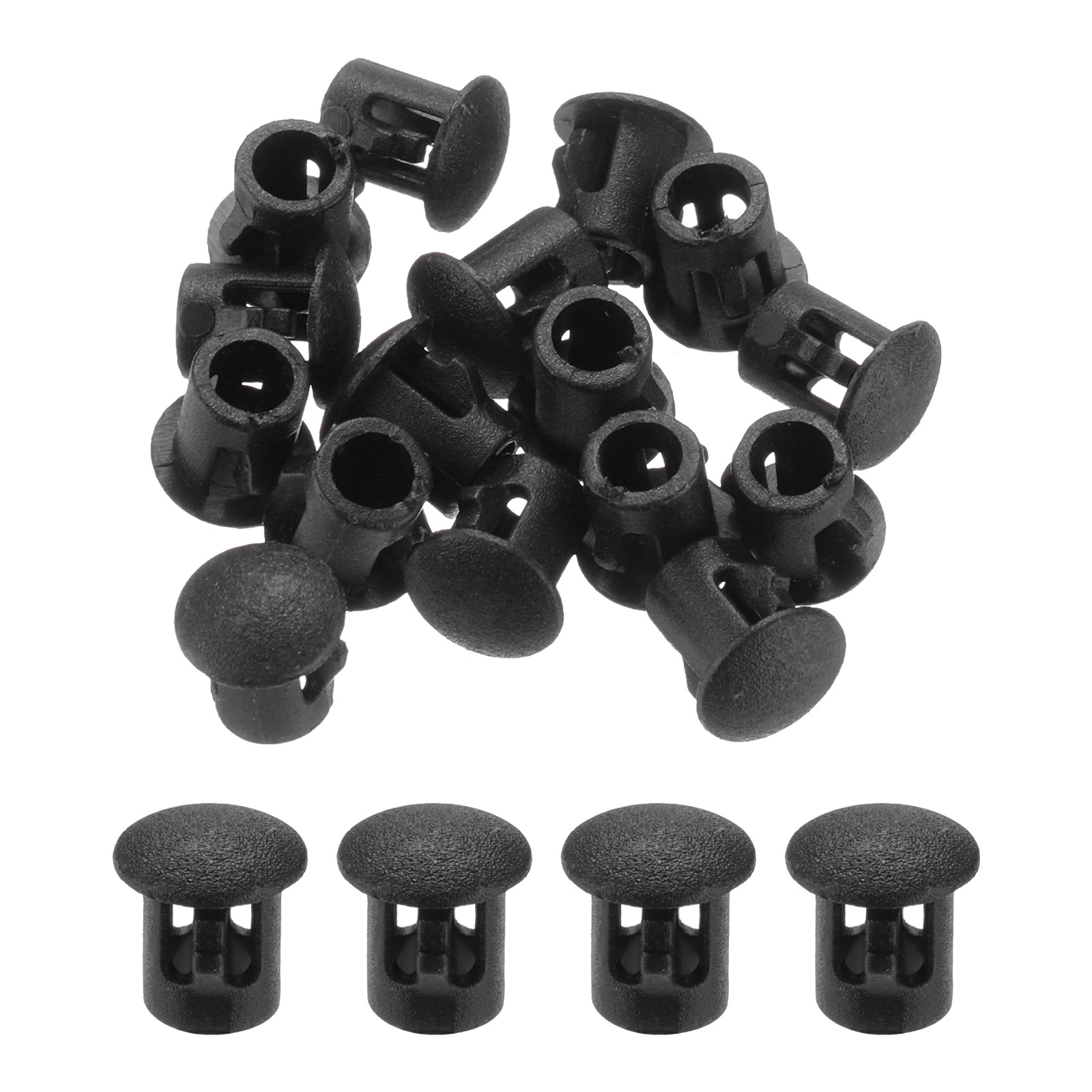 32Pcs 7mm(1/4″) Black Nylon Plastic Round Locking Hole Plugs Insert End Caps