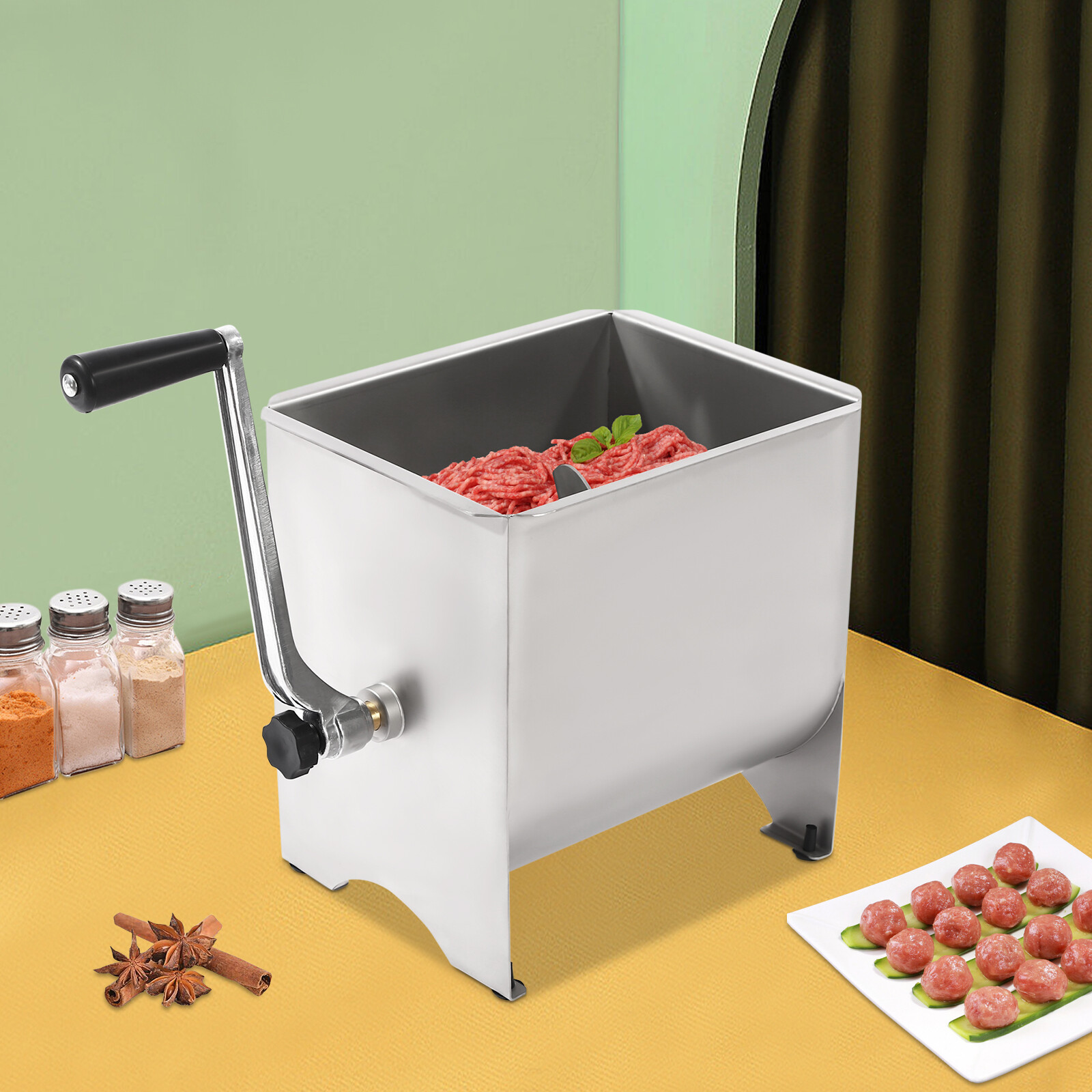 9kg/20lbs Manual Meat Mixer Meat Mixing Machine Free Standing Stainless Steel