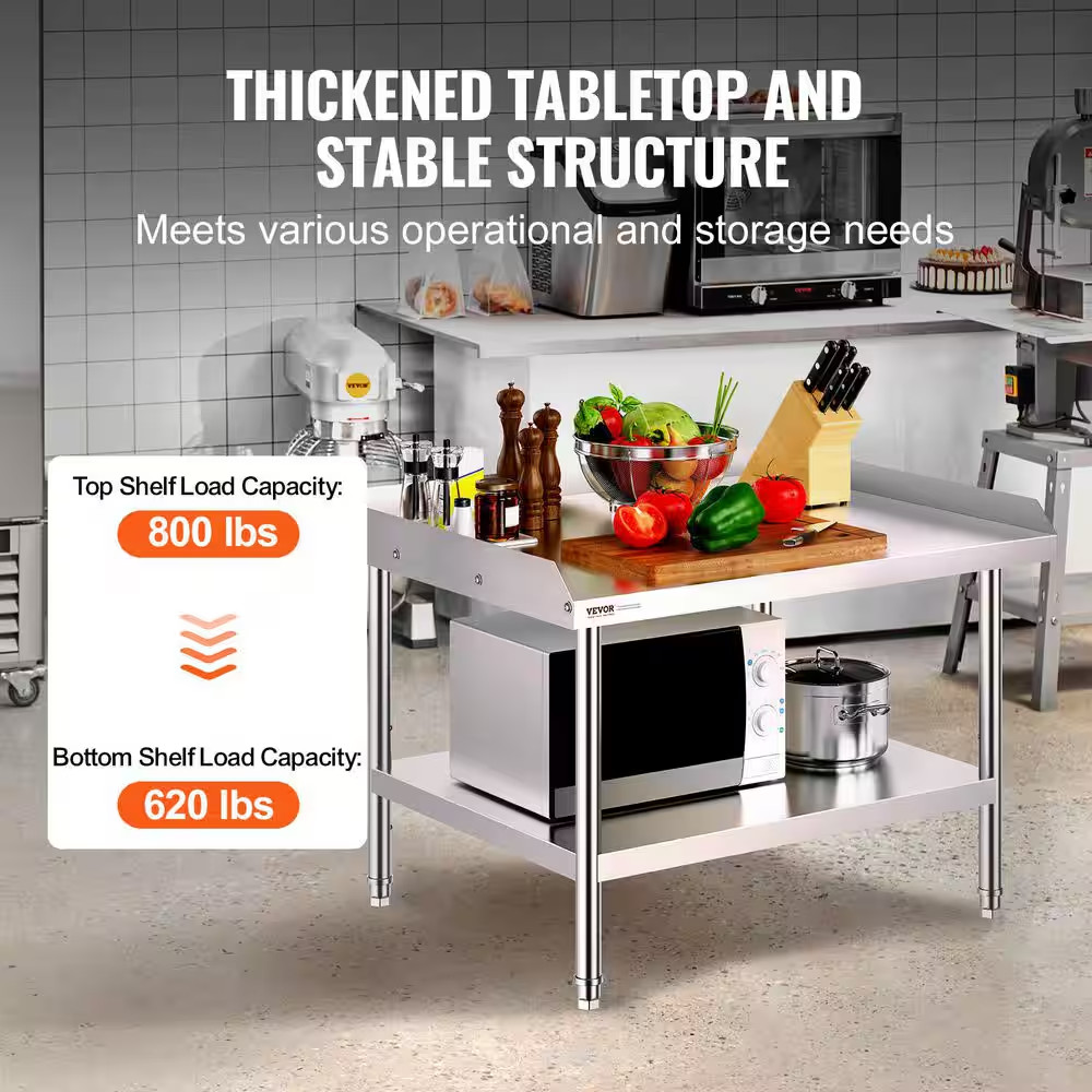 Stainless Table 36 X 30 X 24 In. Stainless Steel Equipment Grill Stand with Adju