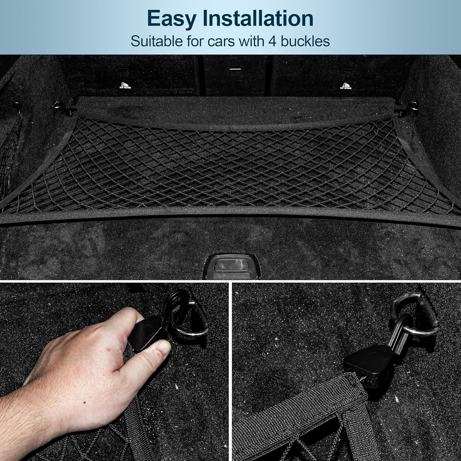 Spandex Truck Bed Net 120*120cm – 1-Layer +4 Plastic Hooks for Pickup Hauling