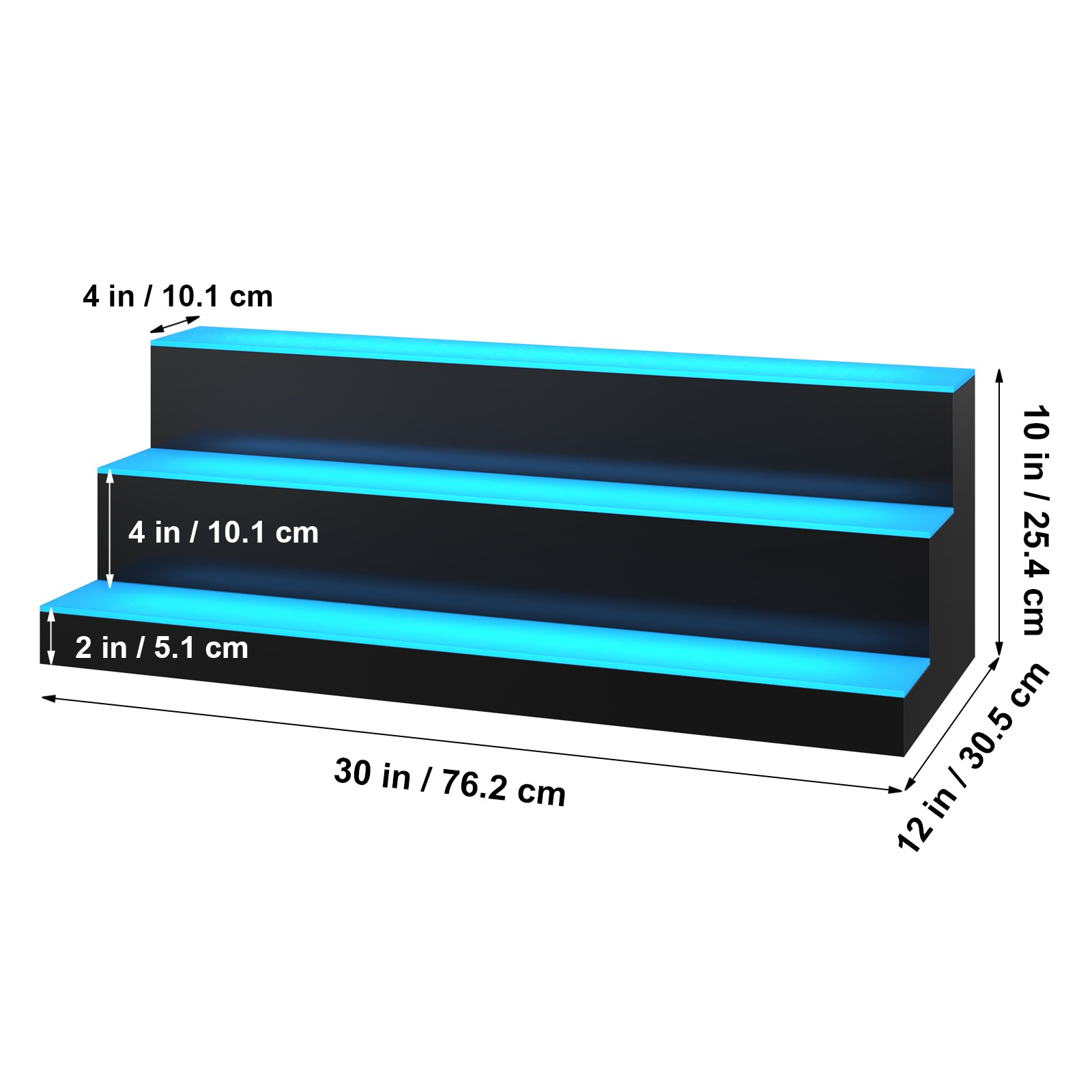 Uimoso 30″ 3-Step LED Lighted Liquor Bottle Display Bar Shelf RF & App Control