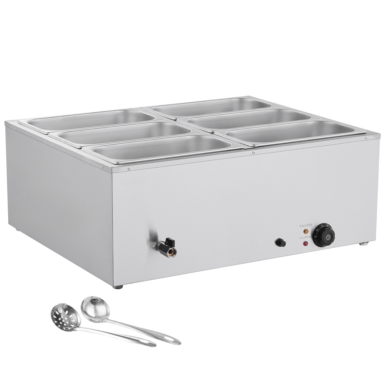 Uimoso Commercial 6-Pan Food Warmer 1500W Countertop Buffet Bain Marie with Lids