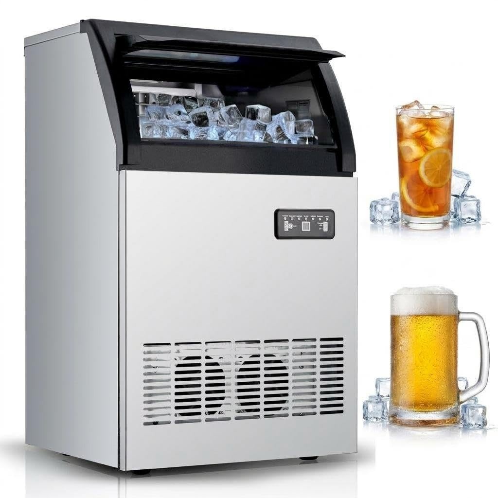 Commercial Ice Maker , 120lbs/24H Undercounter Ice Maker with 33LBS Storage Bin