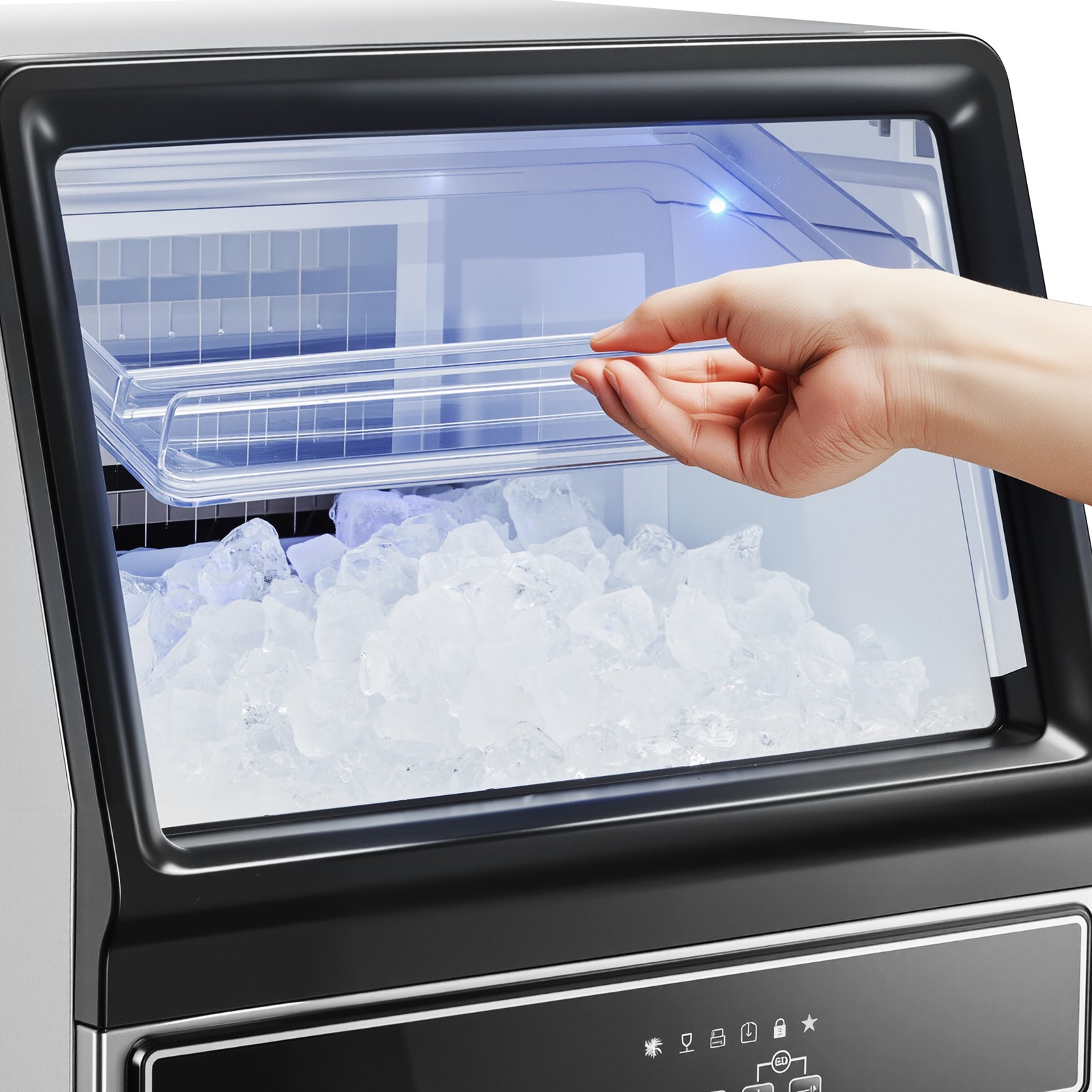 Uimoso 130LBS Commercial Ice Maker Ice Cube Machine 33lbs Storage W/Water Pump