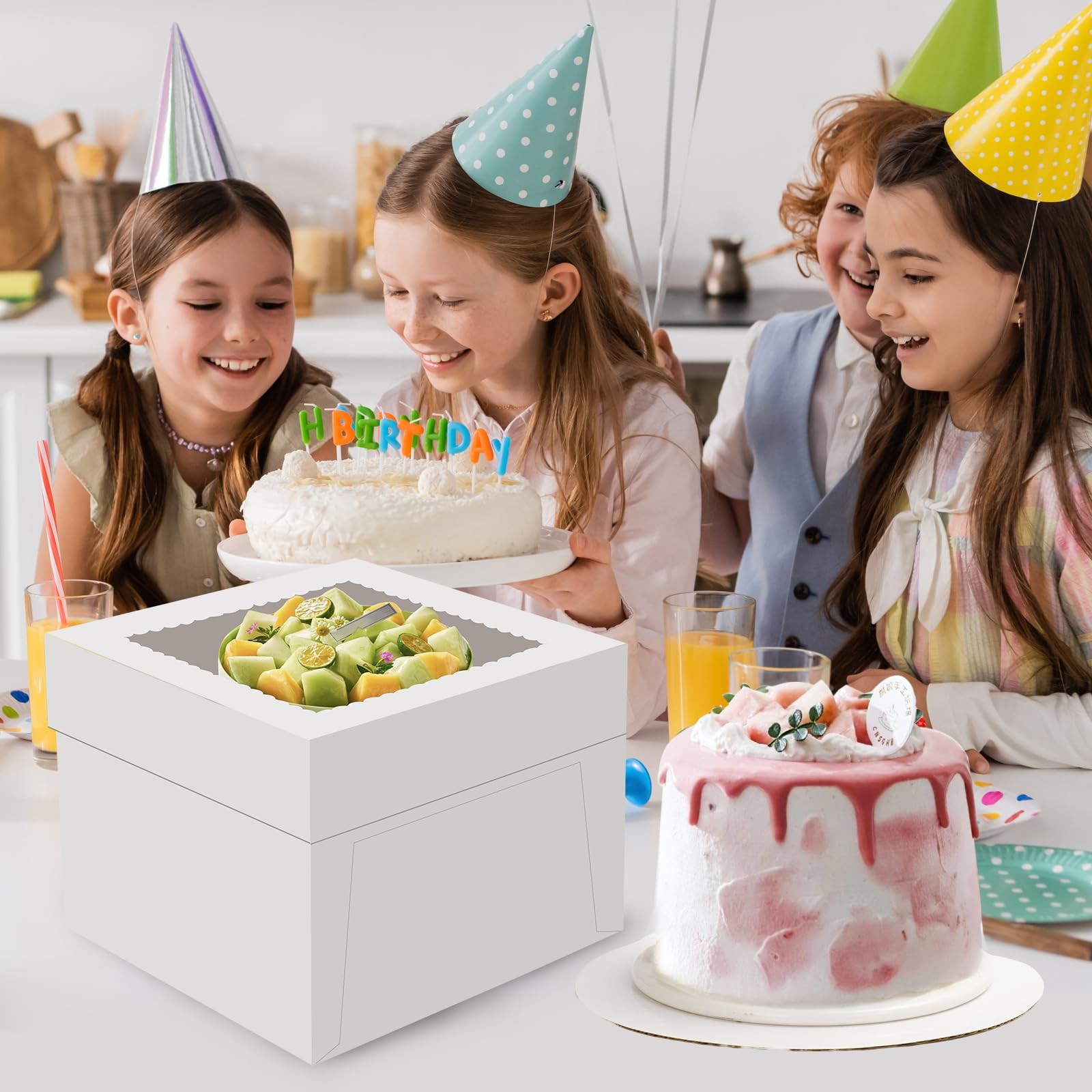 LNDIEHS 2 Pack Cake Boxes, 12x12x8 Inches Tall Box inches, White