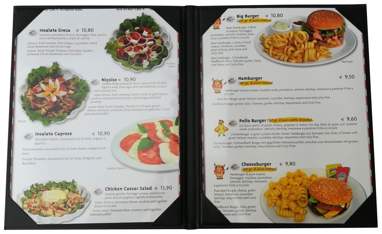 5 pcs of Restaurant Menu Covers Holders 8.5″ X 11″ Inches, Double View,Sold b…