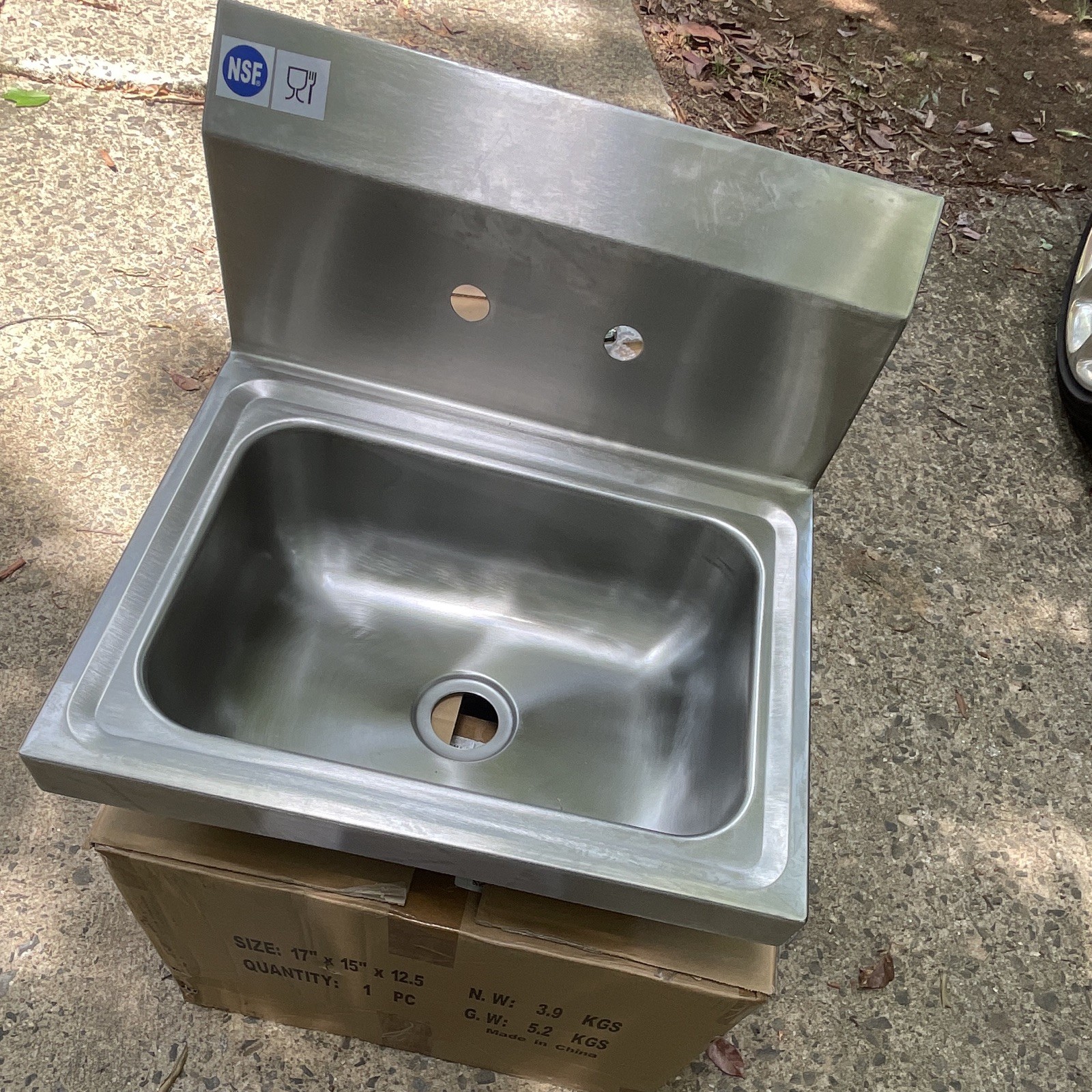 Stainless Steel Wall Mount Hand Sink 1 Compartment NSF 18 Gauge 17x15x12.5