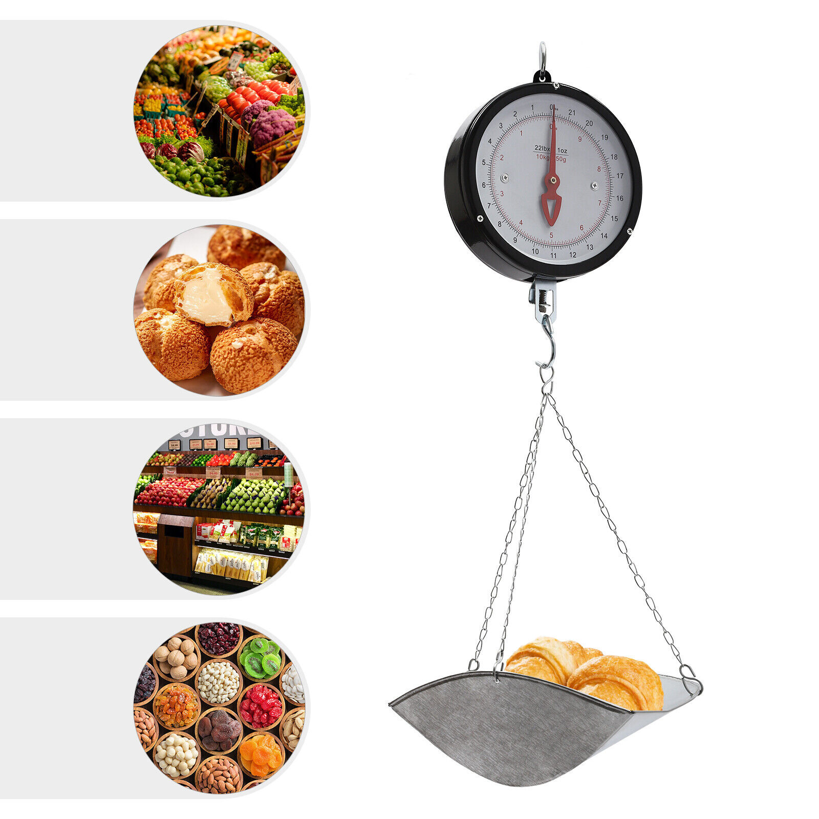 Double-Sided Dial Hanging Scale 10kg/22lbs for Home and Business Use