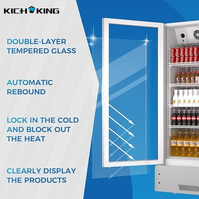 Merchandiser Refrigerator Cooler Glass Door Commercial Display Beverage 11 Cu.Ft