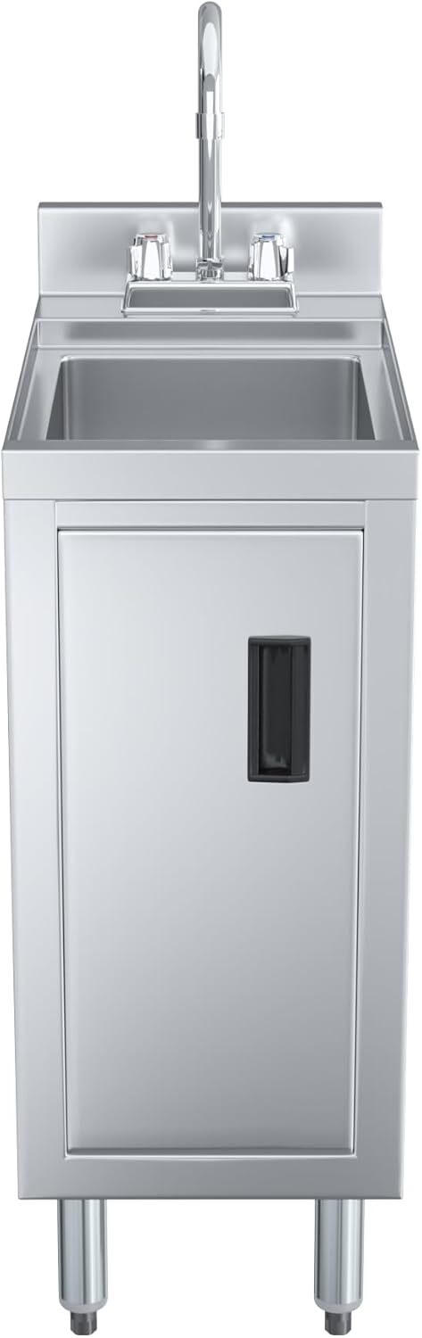 22 in. x 12 in. Stainless Steel Underbar Hand Utility Sink with Cabinet Base