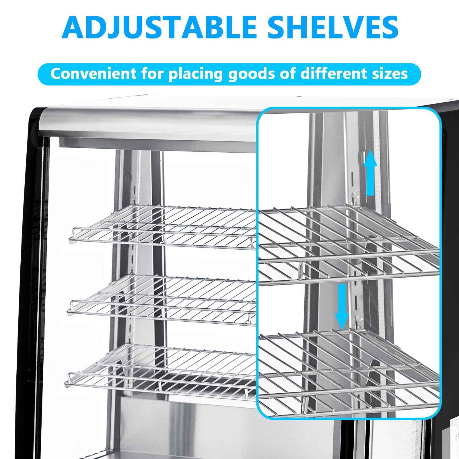 Commercial Cake Display Refrigerator 7Cu.Ft, Countertop Glass Door, LED Shelves