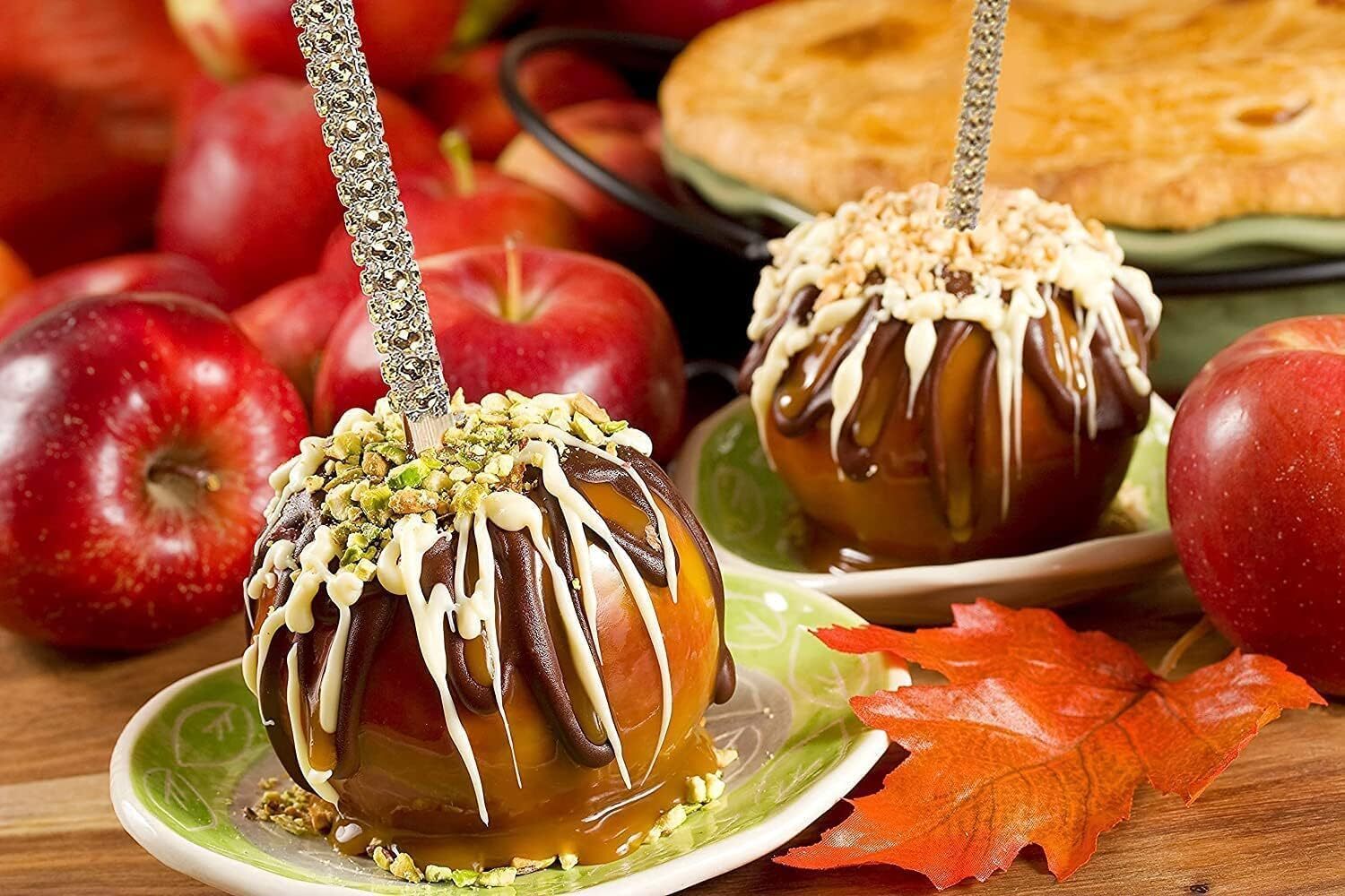 32 PCS Bling Candy Apple Bamboo Sticks Caramel Apple Wooden Pointed Skewers w…