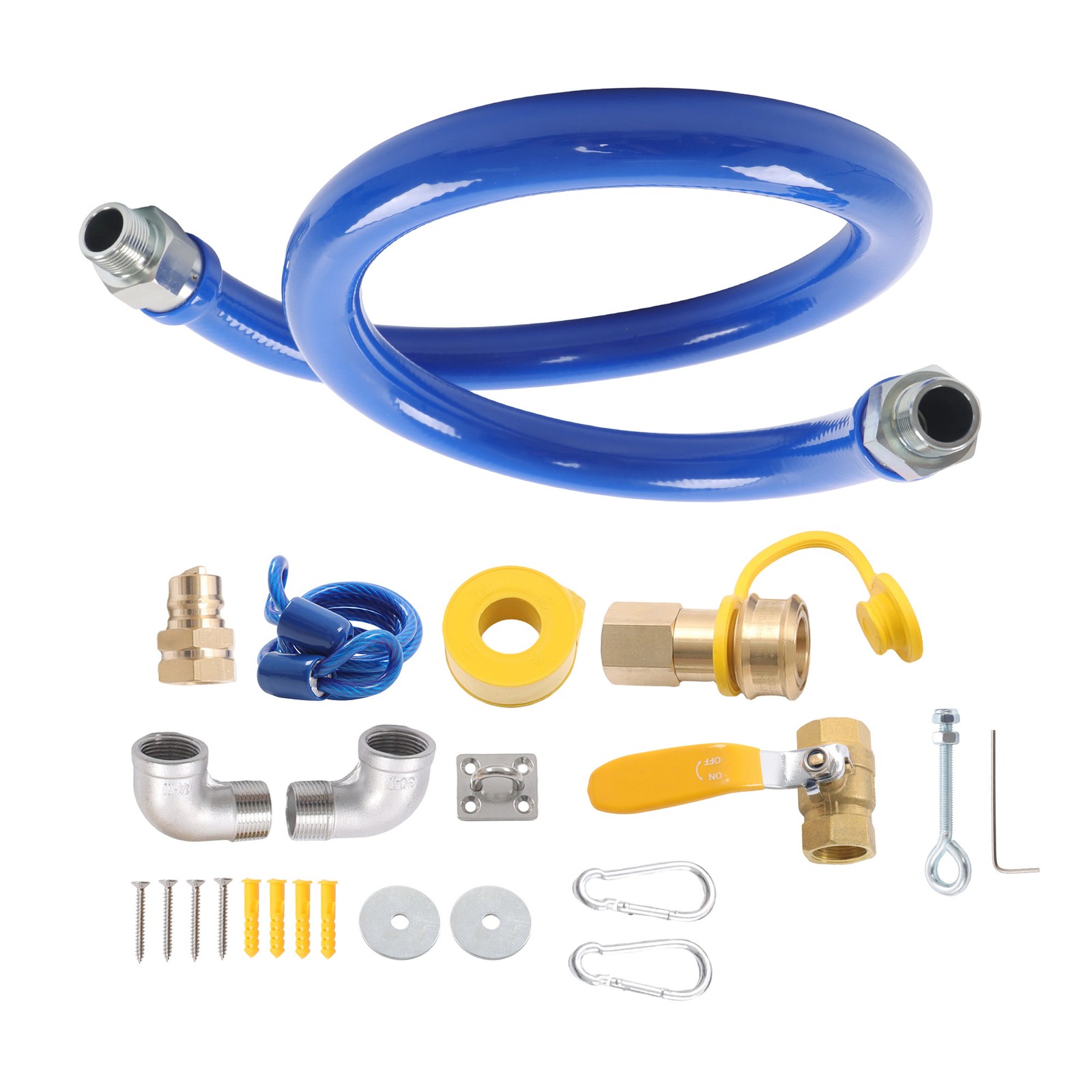 Commercial 48″ Gas Hose Connector Kit With 3/4″ Quick Disconnect Full Port Valve