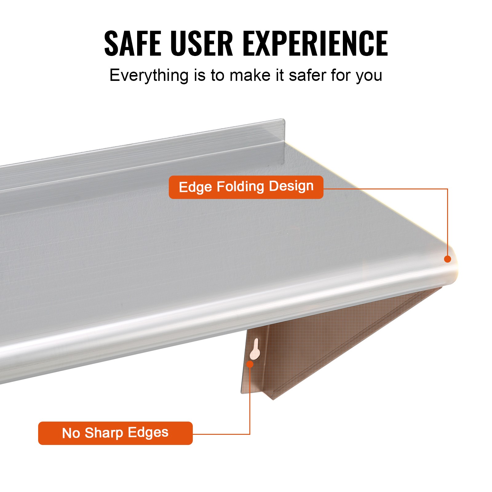 VEVOR 36″ x 12″ Stainless Steel Wall Mounted Shelf Kitchen Restaurant Shelving