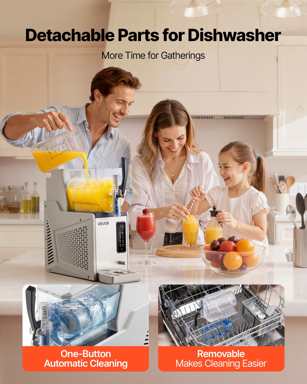 VEVOR Slushie Machine 3/4/6L No Ice Needed Frozen Drink Maker Single/Dual Tank