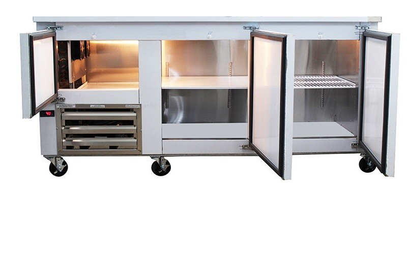 Cooltech 2-1/2 Door Low Boy Worktop Refrigerator 72″