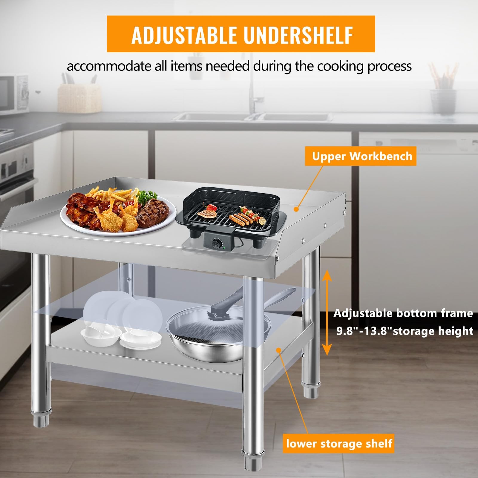 GAOMON SK-3630 Stainless Steel, 36 x 30 x 24 inch Adjustable Storage Undershelf,