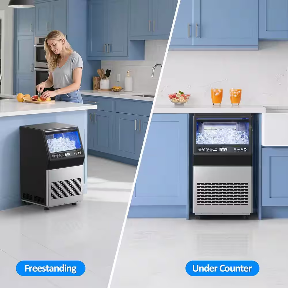 15.7 In. 110 LBS/24H Stainless Steel Commercial Ice Maker-Undercounter/Freestand