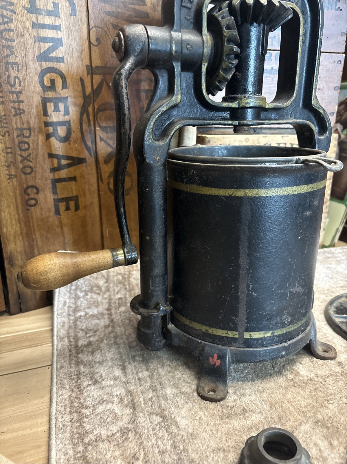 Antique Cast Iron National 4 Quart Fruit Press Sausage Stuffer Philadelphia 1897