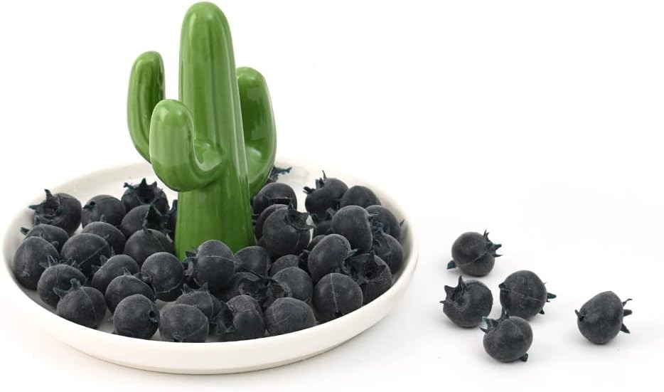 Artificial Blueberry, 50Pcs Fake Blueberry Lifelike Blueberries Blue