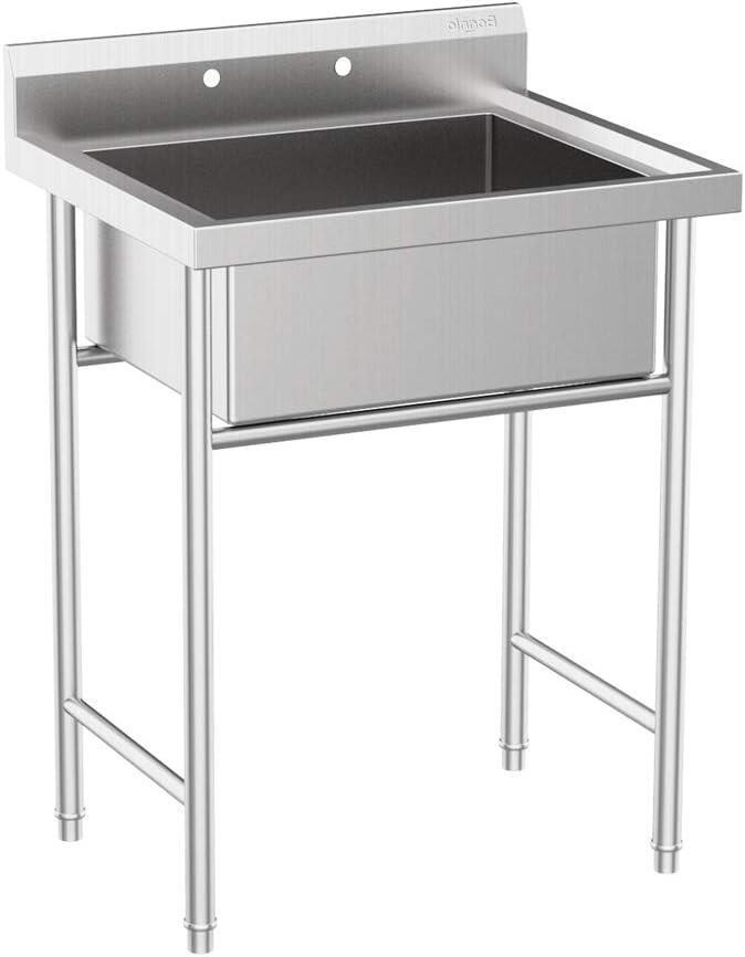 Commercial Sink with Backsplash for Restaurant Kitchen Dishwashing and Food Prep