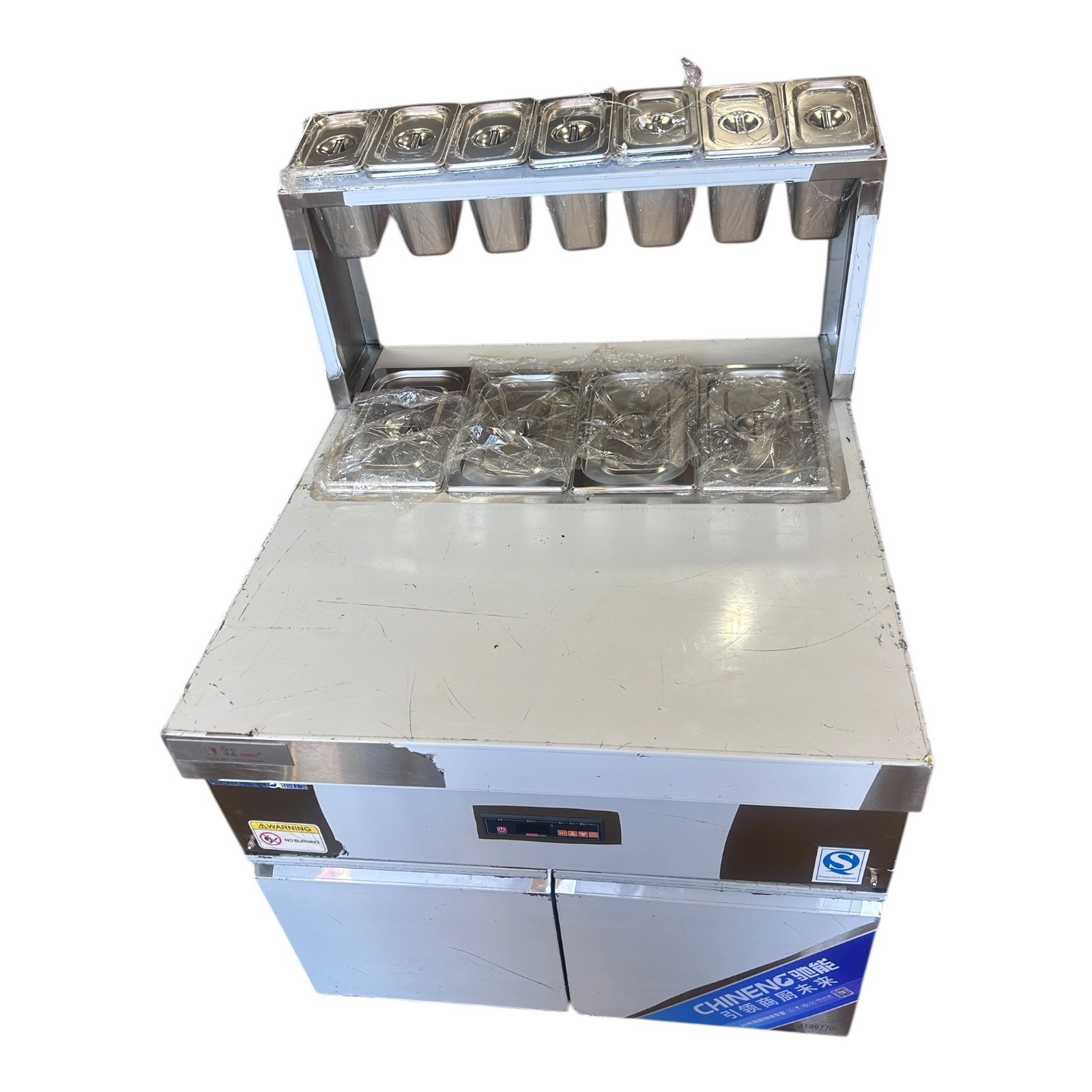 Chineng Commercial Induction 4 Bin Soup Warmer Cooker Prep Station 7 Bin Spice