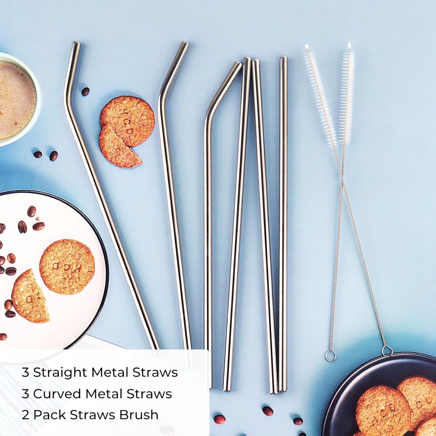 6 Pack Stainless Steel Straw Replacement for Stanley 40 oz 12 Inches, Sliver