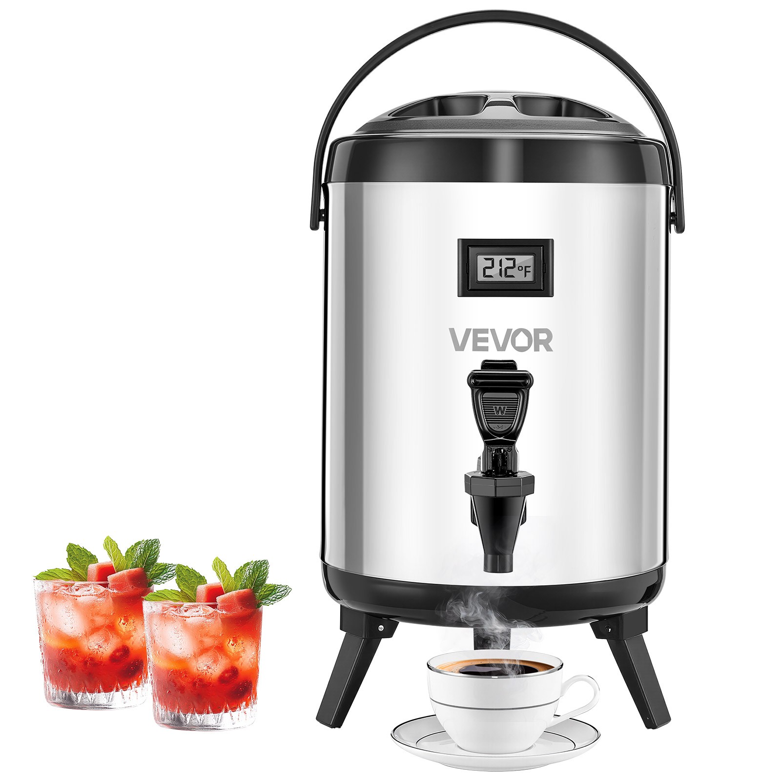 VEVOR Insulated Beverage Dispenser for Hot & Cold Drinks 1.5 Gal Stainless Steel