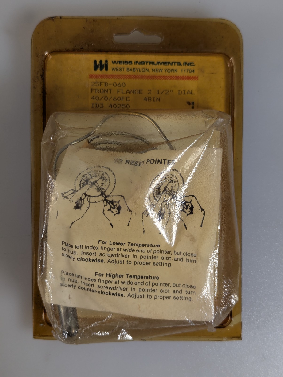 Weiss Instrum.. Thermometer, Front Flange 2.5″ 25Fb-060 40/0/60 FC 48 Old stock