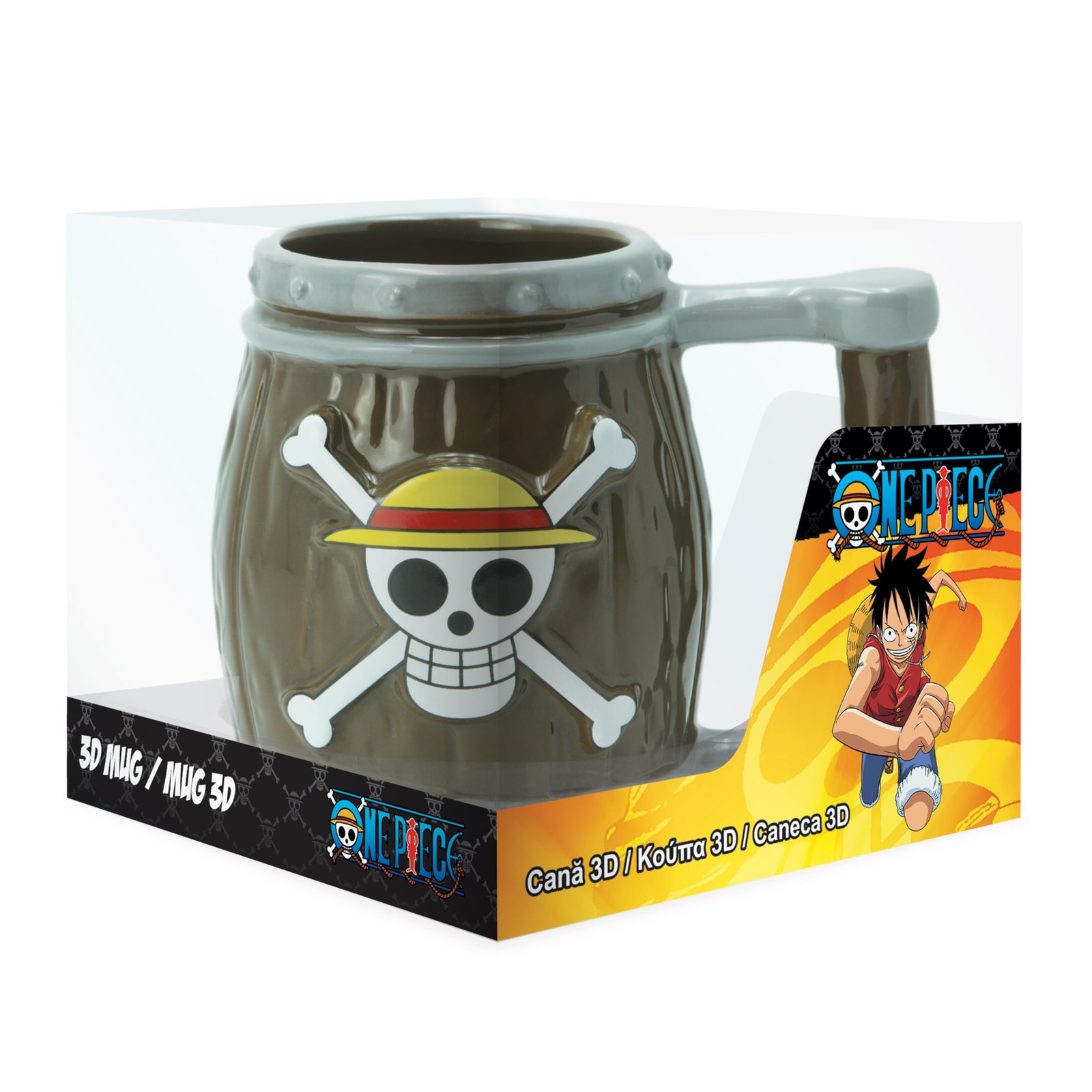 ABYstyle One Piece Anime Straw Hat Jolly Roger Barrel Ceramic Coffee Tea 3D Mug