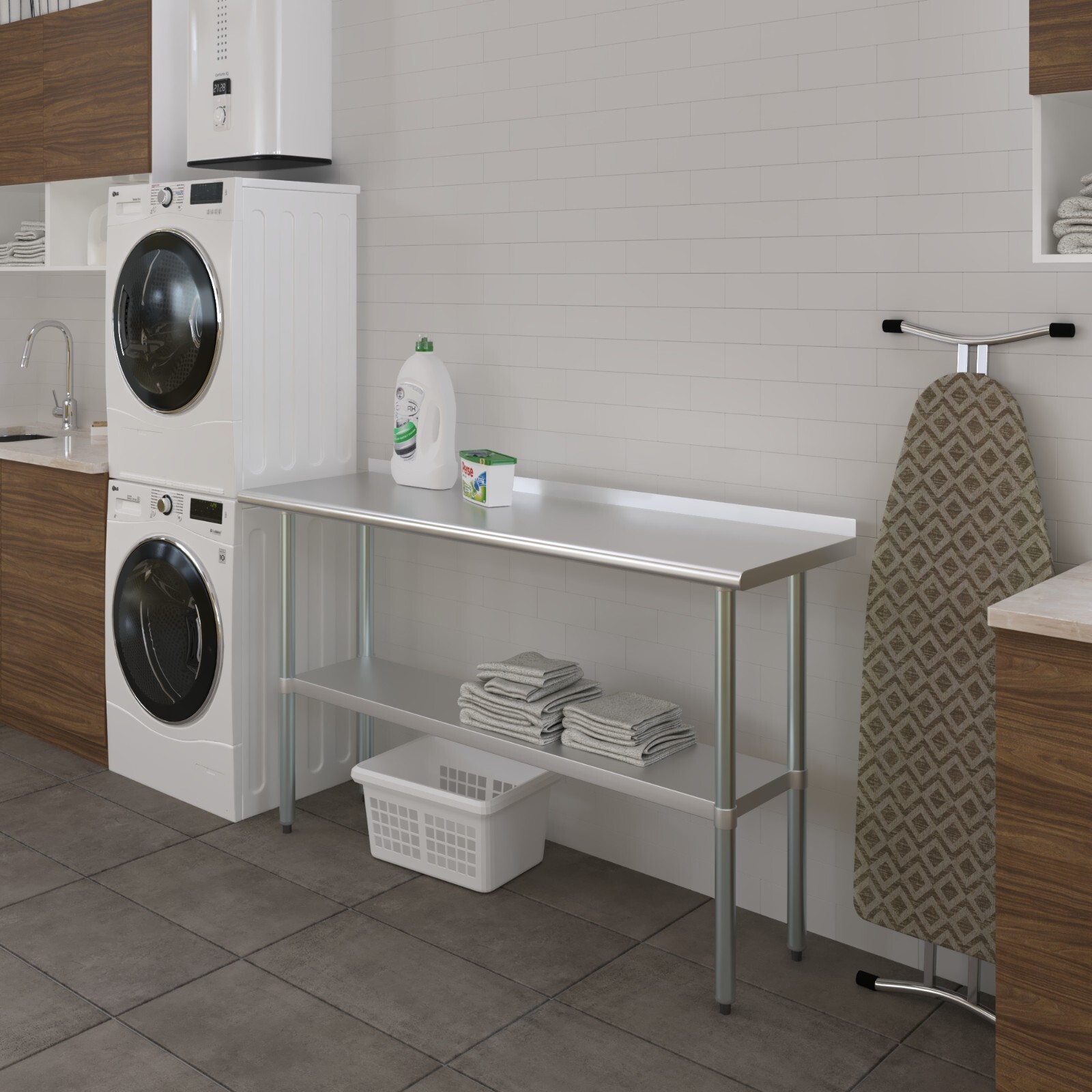 18 in. x 60 in. Stainless Steel Work Table with 1.5 in. Backsplash