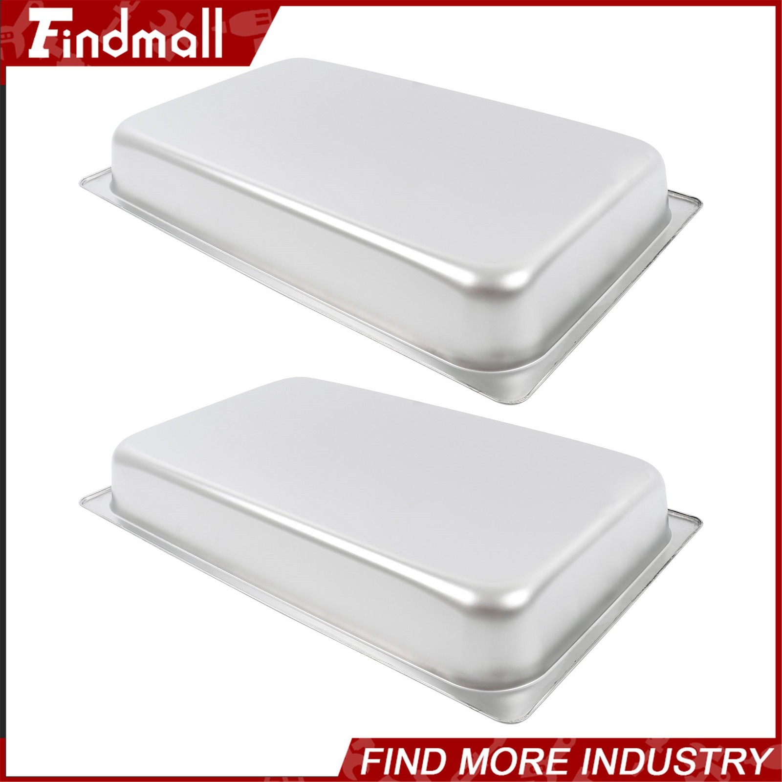 Findmall 2 Pack 2.5″ Deep 1/1 Size Steam Table Pan Hotel Pans Stainless Steel