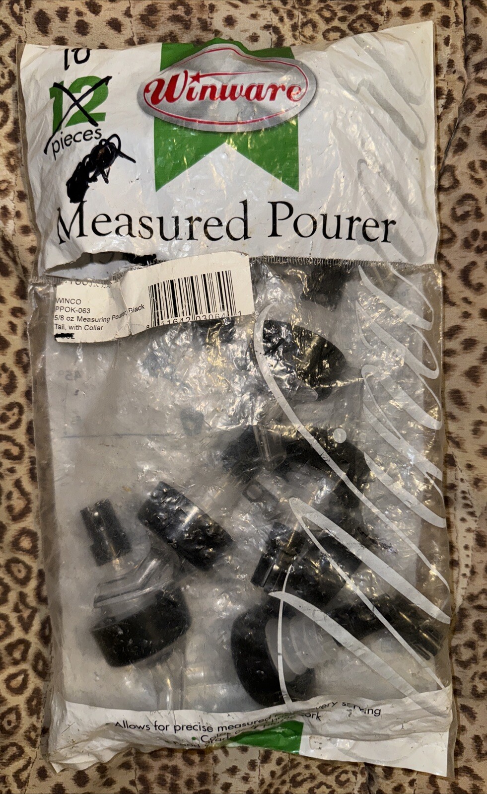 Winware 5/8 Ounce Measuring Pourer Black Tail With Collar 10 Pcs New 0483