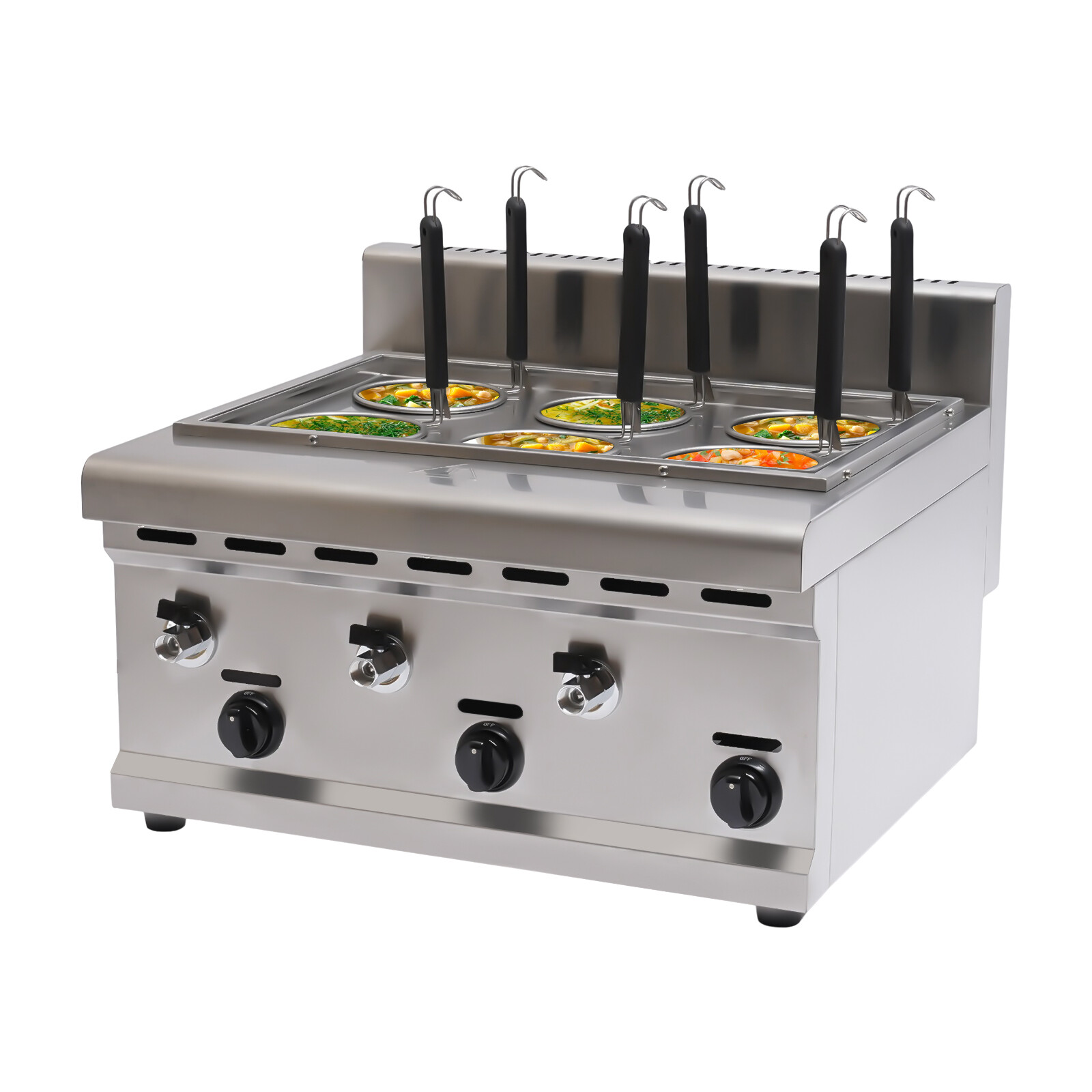 Commercial Pasta Cooking Machine Noodle Boiler 6 Holes Pasta Maker 3 Gas Knobs