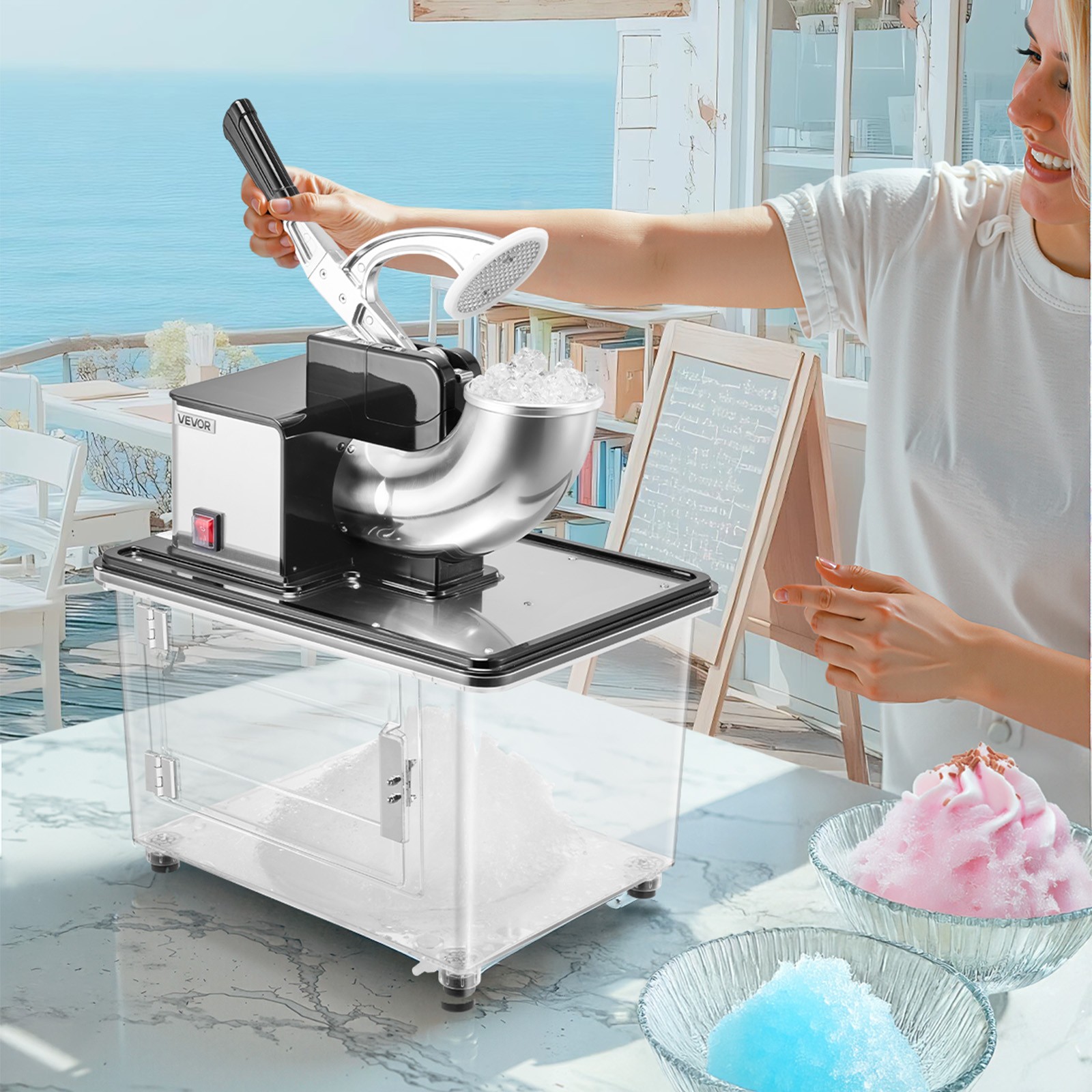 VEVOR Commercial Ice Crusher 661LBS/H Electric Snow Cone Maker Shaved Ice Black