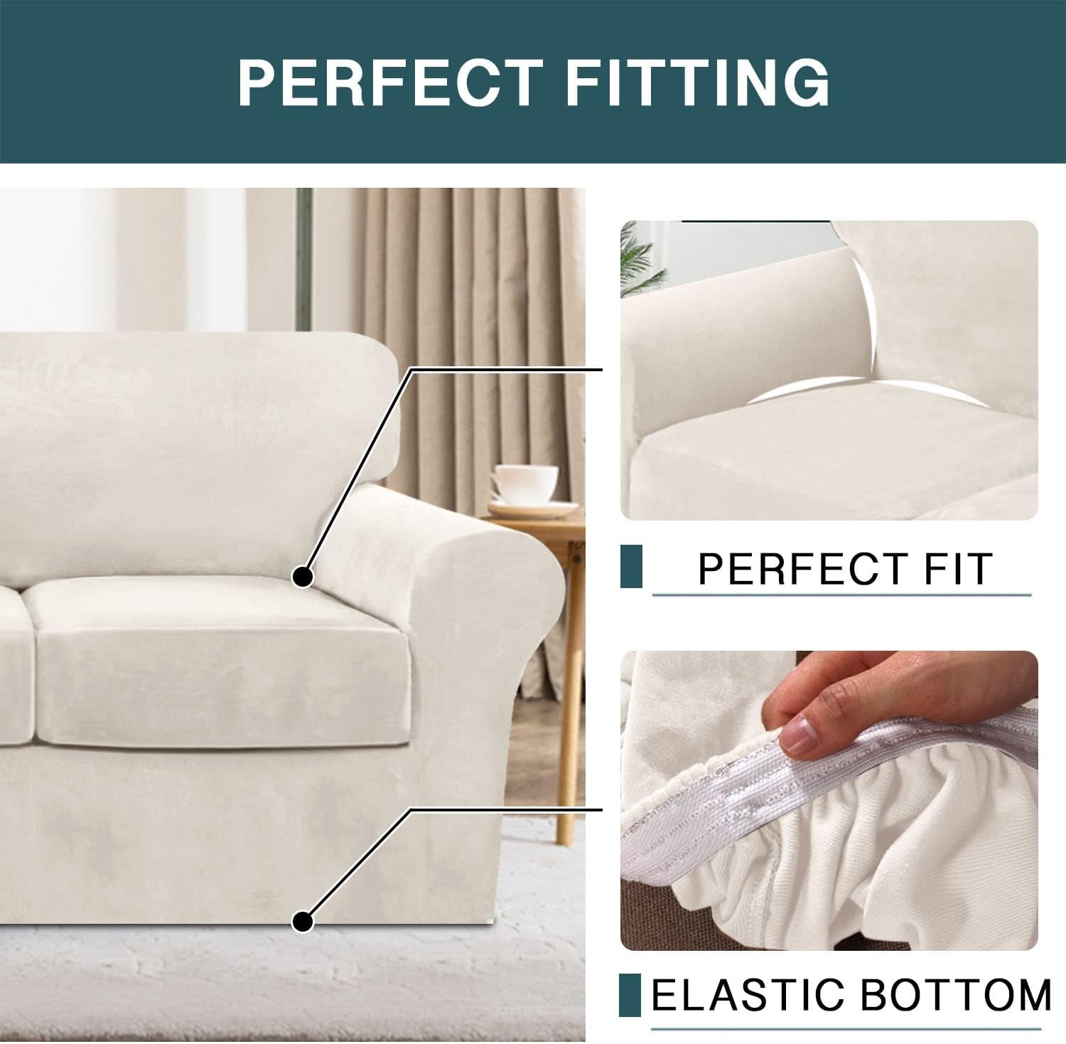2 Piece Chair Sofa Covers 85% Polyester, 15% Spandex for Living Room Slipcovers