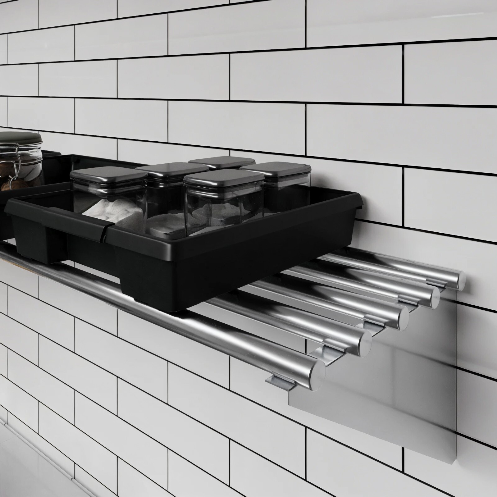 AmGood 14 in. x 36 in. Stainless Steel Tubular Wall Shelf