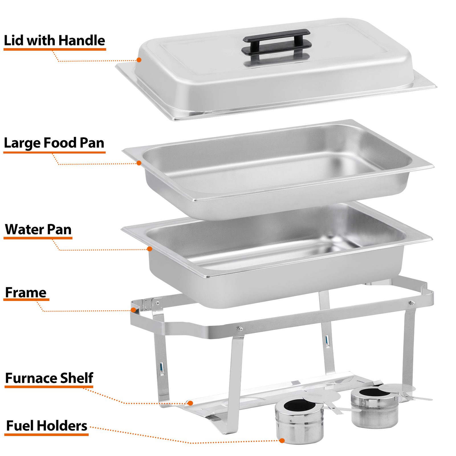 8 Pack 8 QT Stainless Steel Chafing Dish Buffet Set Catering Food Warmer