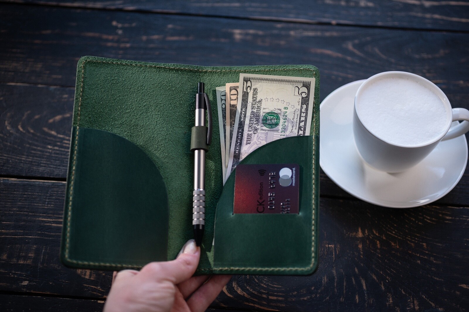 Leather check presenter Restaurant bill holder Guest presenter Check holder
