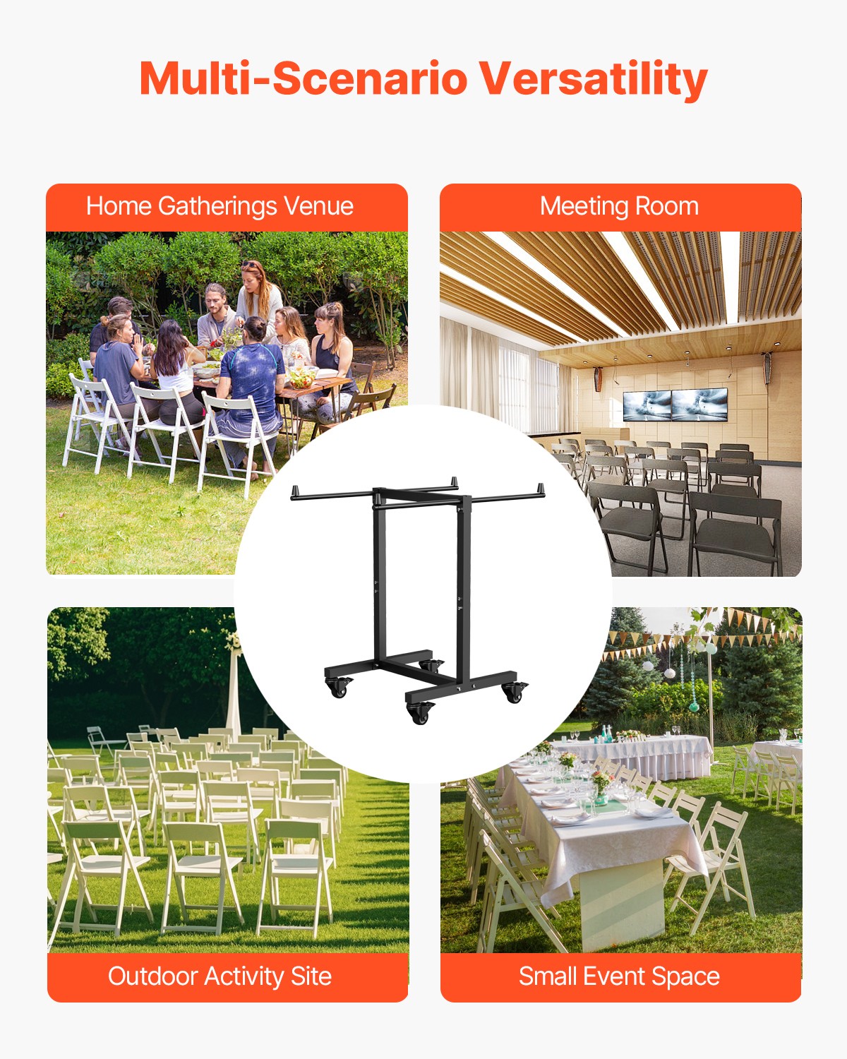 VEVOR Folding Chair Rack Cart for 14 Chairs of 200 LBS T-shape Chair Cart