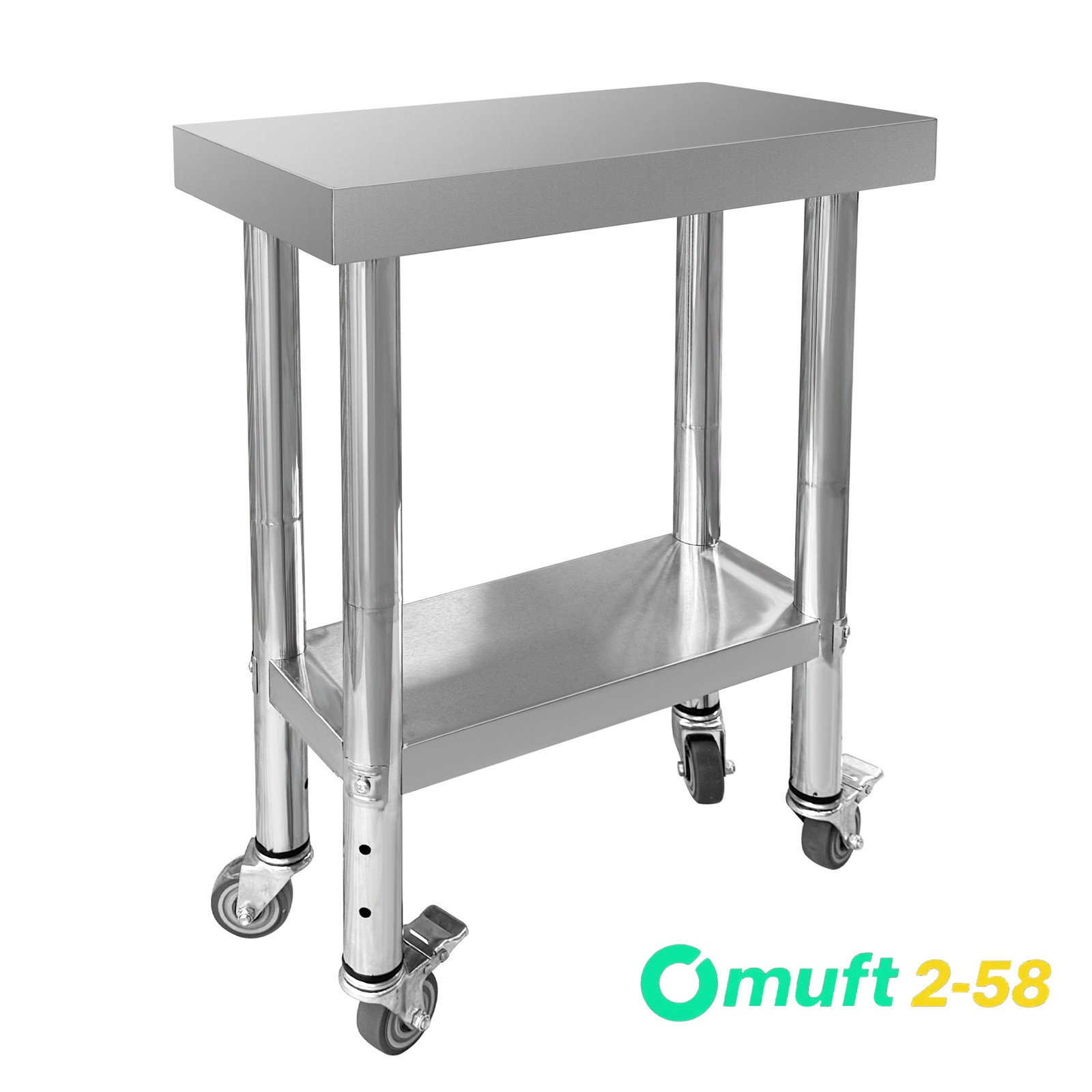 New Table with 4 Casters Stainless Steel Work Table 24 x 12 x 32 Inch