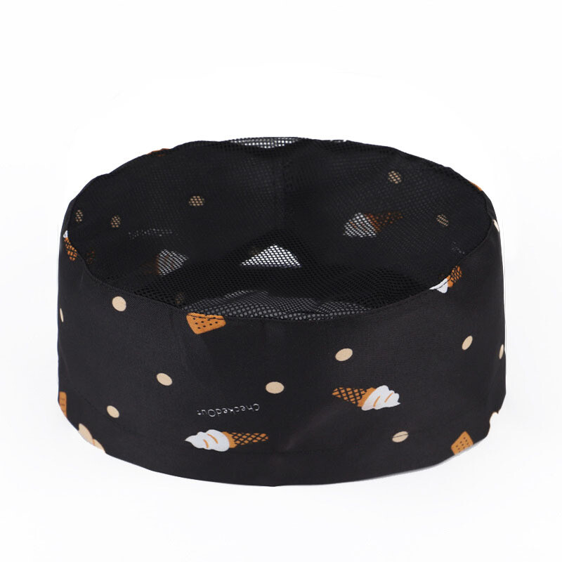 Kitchen Cooking Chef Hat Restaurant Service Flat Top Mesh Breathable Beanie Cap
