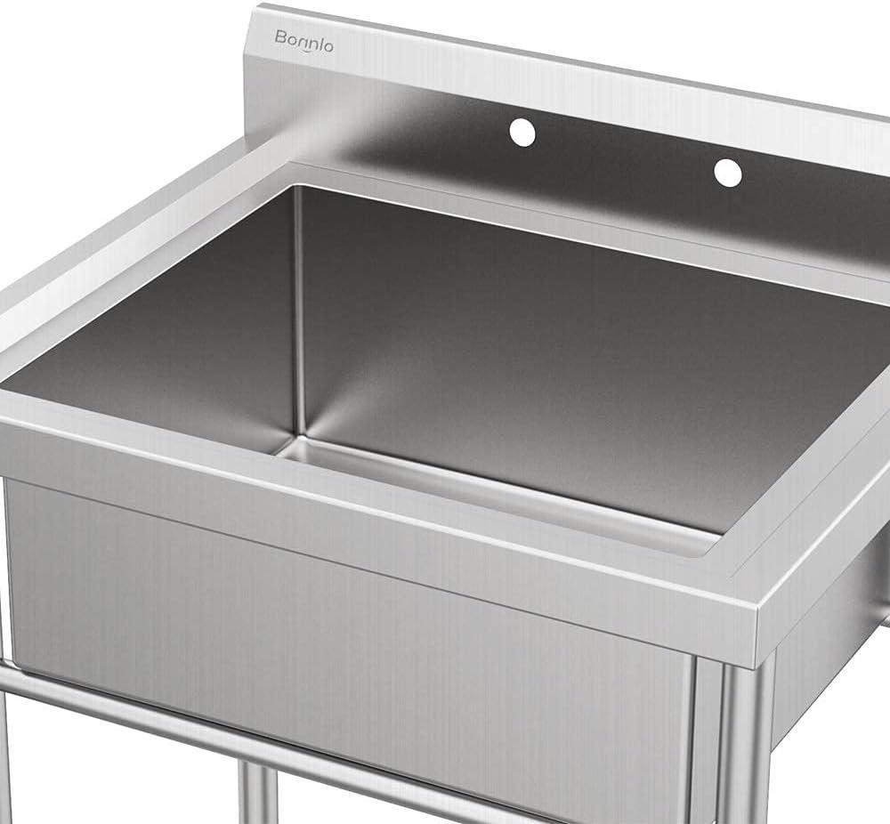 Commercial Sink with Backsplash for Restaurant Kitchen Dishwashing and Food Prep