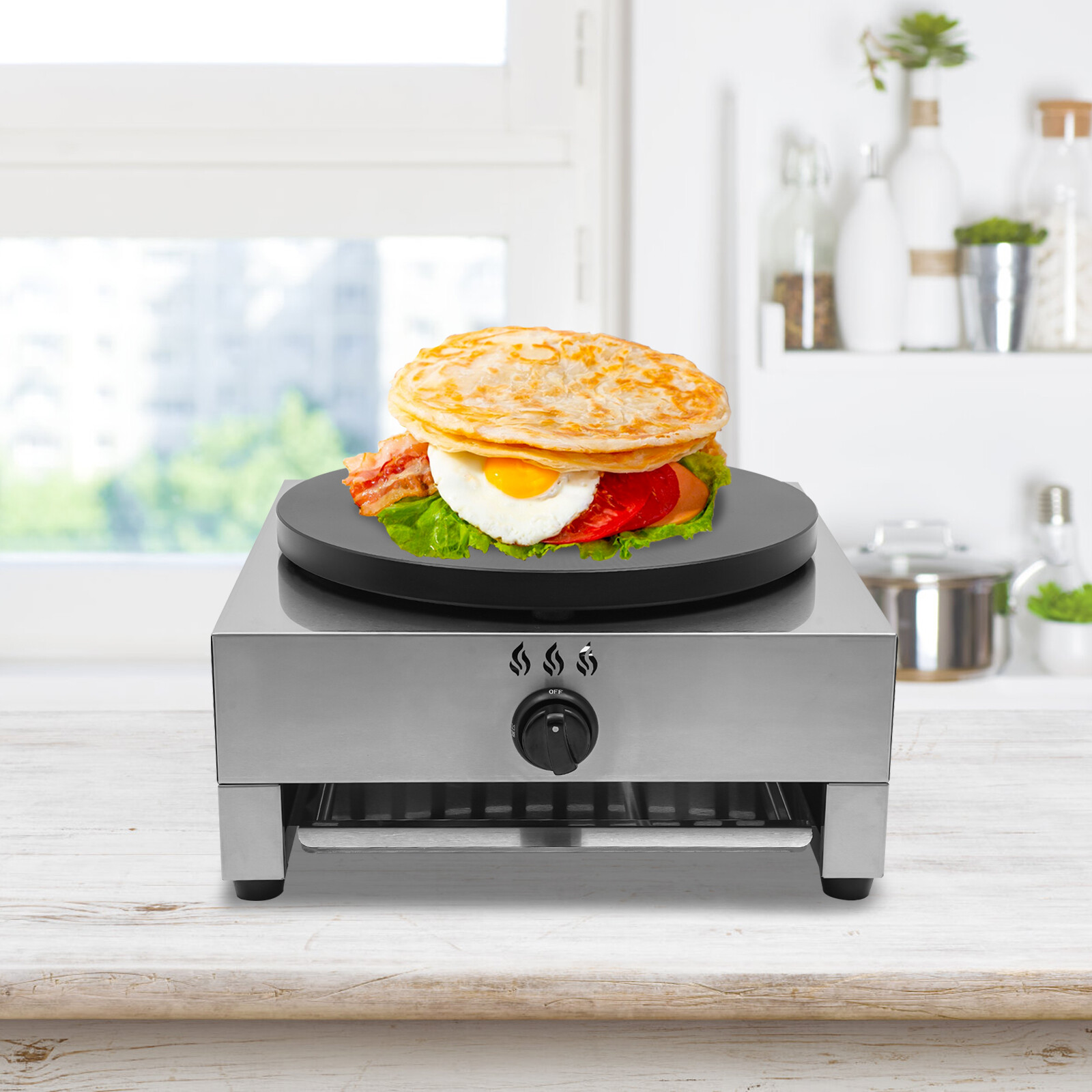 Commercial Crepe Maker Machine, Pancake Big Hotplate, Gas Pancake Cooker