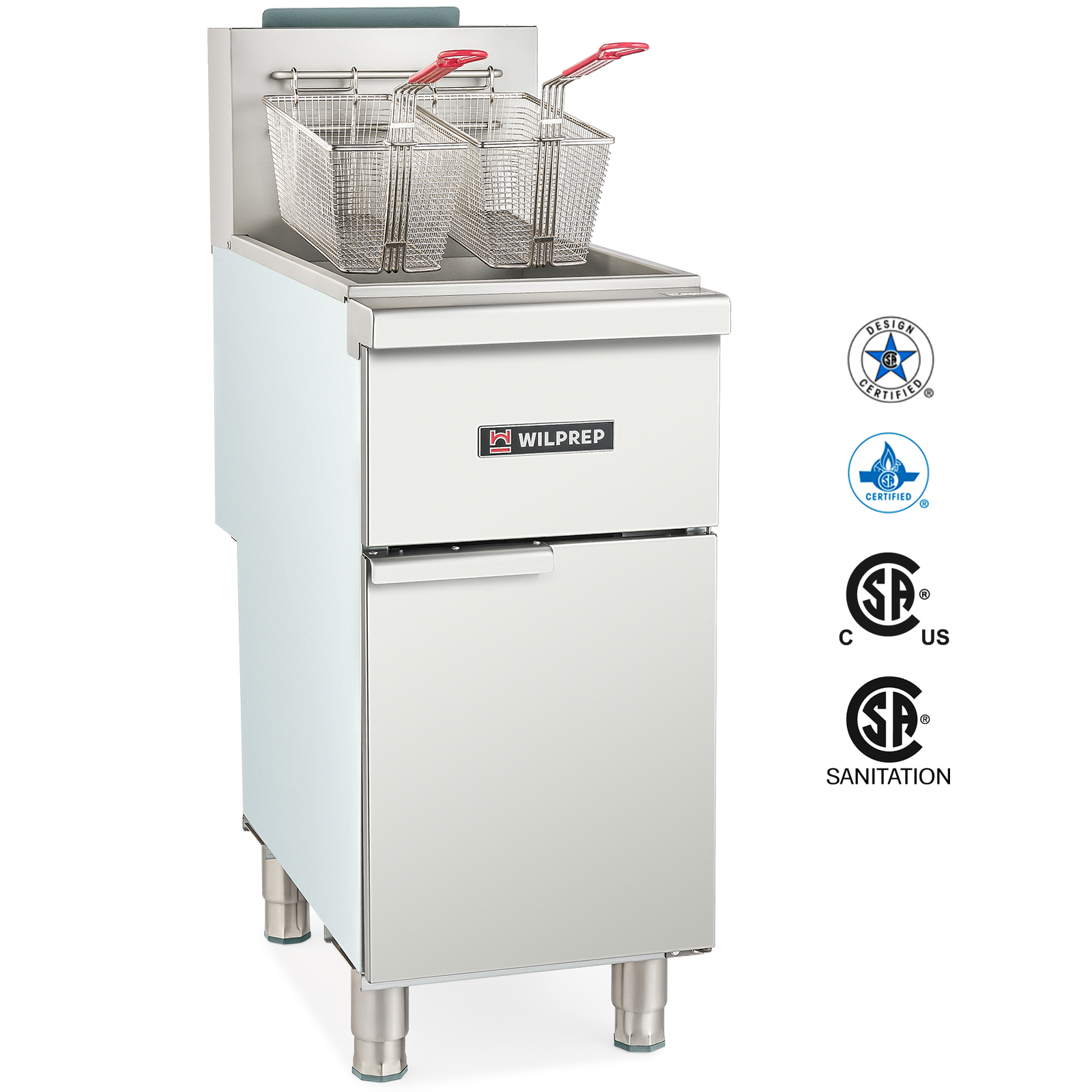 Commercial Deep Fryer Natural Gas 2 Basket CSA 90000 BTU Stainless 3 Burners
