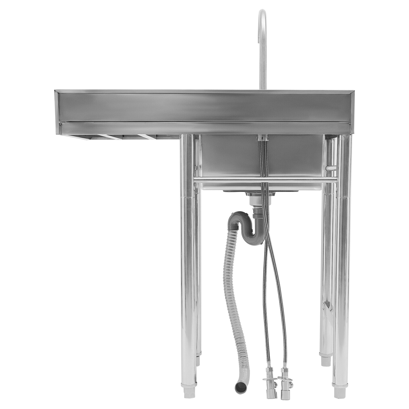 Stainless Steel Metal Sink 1 Compartment Sink With Drainboard Commercial Kitchen