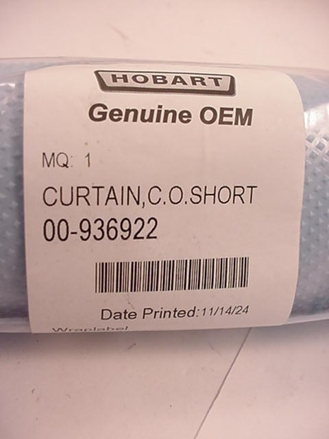 Hobart Vulcan 00-936922 Splash Curtain Short 20″ Wide OEM Ships Same Day